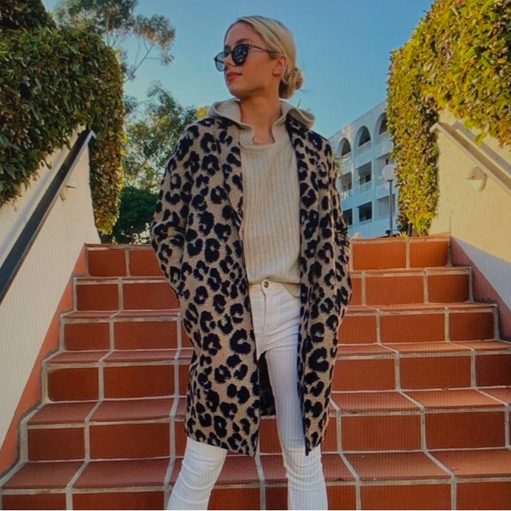 HARRIS WHARF LONDON Leopard Print Jacket Designer Fall Coat NEW XS 38 IT US 2